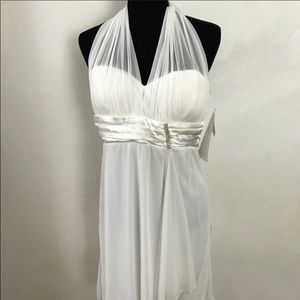 NWT Women’s L Ivory Halter cascade dress